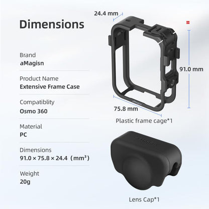 Jaula de expansión de plástico con tapa de lente para DJI Osmo 360 (negro) — imagen 12