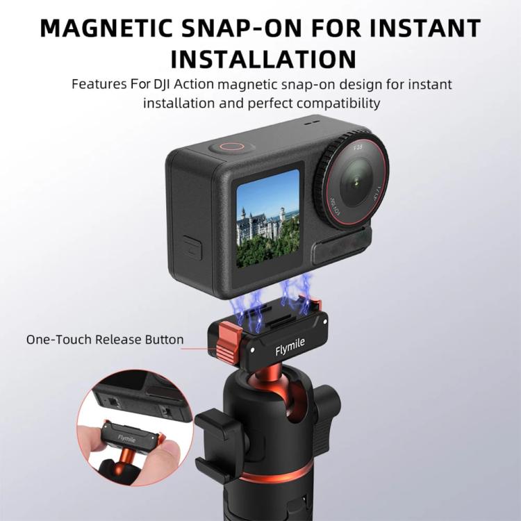 Soporte 4/5 Pro Flymile AC5012_5 para palo selfie extendido Trípode magnético de liberación rápida para DJI Osmo Action 3 —…