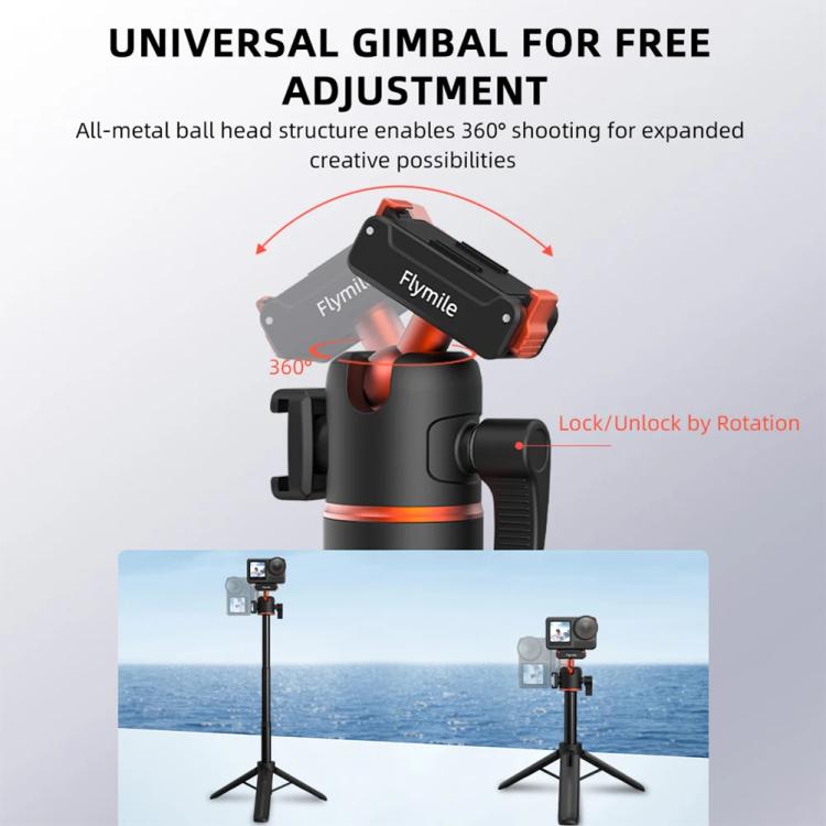Soporte 4/5 Pro Flymile AC5012_5 para palo selfie extendido Trípode magnético de liberación rápida para DJI Osmo Action 3 —…
