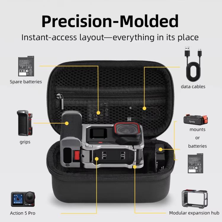 Estuche de transporte Flymile, negro) para DJI Osmo Action 5 — imagen 3