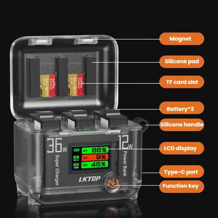 Batería Organizador de carga de multifuncional LKTOP ACG247 para DJI Osmo 360 / Osmo Action para DJI DJI Osmo 360, DJI Osmo……