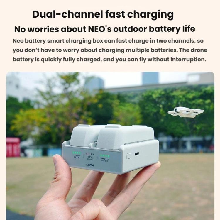 Estuche de carga rápida para batería inteligente de doble canal LKTOP NC016, administrador de carga para drones para DJI Neo…