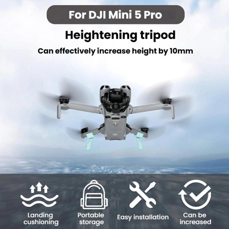 Soporte 1 par de tren de aterrizaje extensible en altura, protector plegable no desmontable para DJI Mini 5 Pro (gris) — ima…