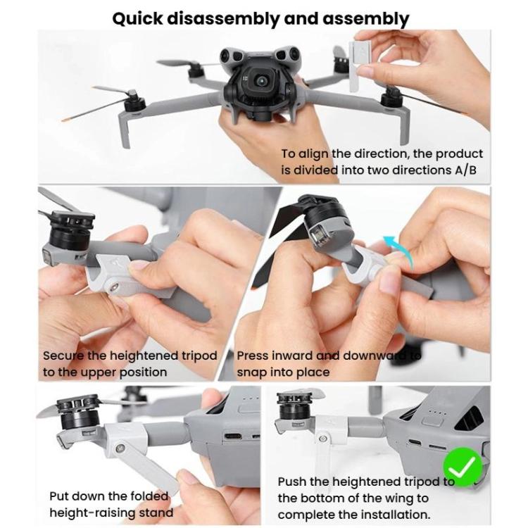 Soporte 1 par de tren de aterrizaje extensible en altura, protector plegable no desmontable para DJI Mini 5 Pro (gris) — ima…