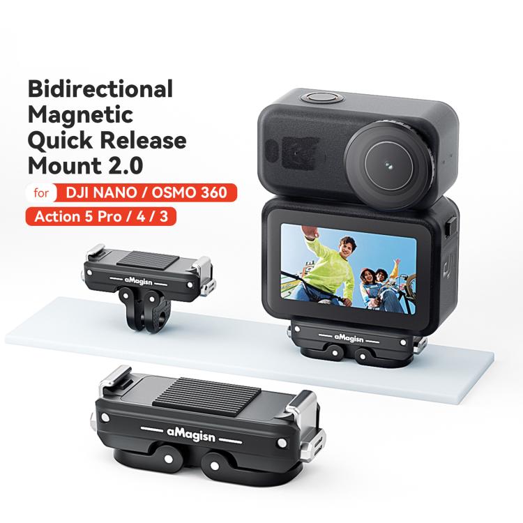 Soporte AMagisn TN11 - magnético bidireccional de liberación rápida 2.0,, Action 5 Pro, 4 y 3 para DJI Osmo 360 (negro) — im…