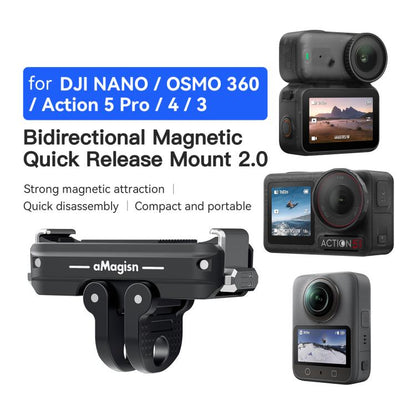 Soporte AMagisn TN11 - magnético bidireccional de liberación rápida 2.0,, Action 5 Pro, 4 y 3 para DJI Osmo 360 (negro) — im…
