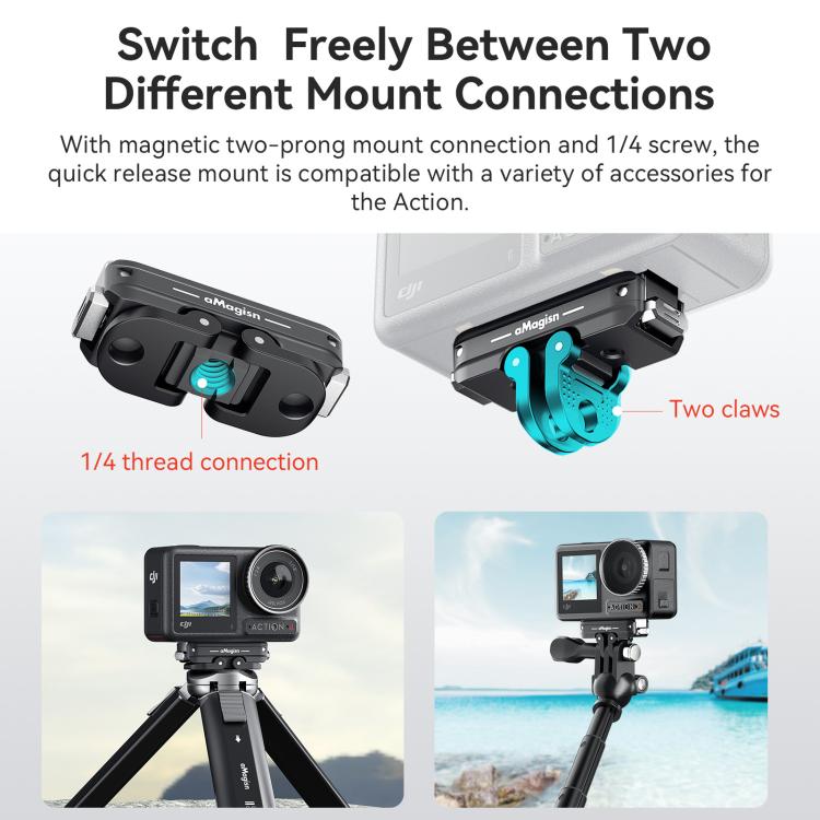 Soporte AMagisn TN11 - magnético bidireccional de liberación rápida 2.0,, Action 5 Pro, 4 y 3 para DJI Osmo 360 (negro) — im…