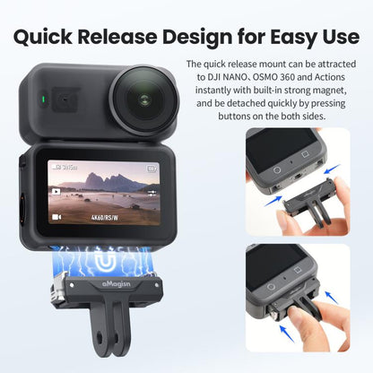 Soporte magnético bidireccional de liberación rápida aMagisn TN10,, Action 5 Pro, 4 y 3 para DJI Osmo 360 (negro) — imagen 4