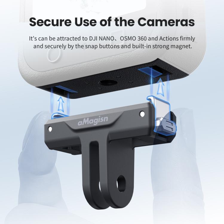 Soporte magnético bidireccional de liberación rápida aMagisn TN10,, Action 5 Pro, 4 y 3 para DJI Osmo 360 (negro) — imagen 6