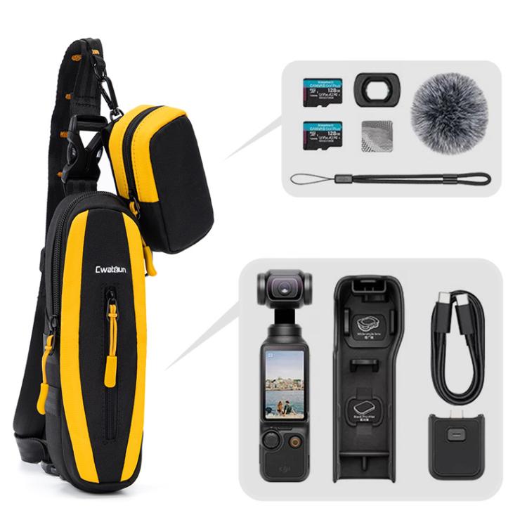 Bolsa organizadora pequeña Cwatcun D225, multifuncional y protectora para cámara deportiva para DJI Osmo Pocket 3 (negro y a…