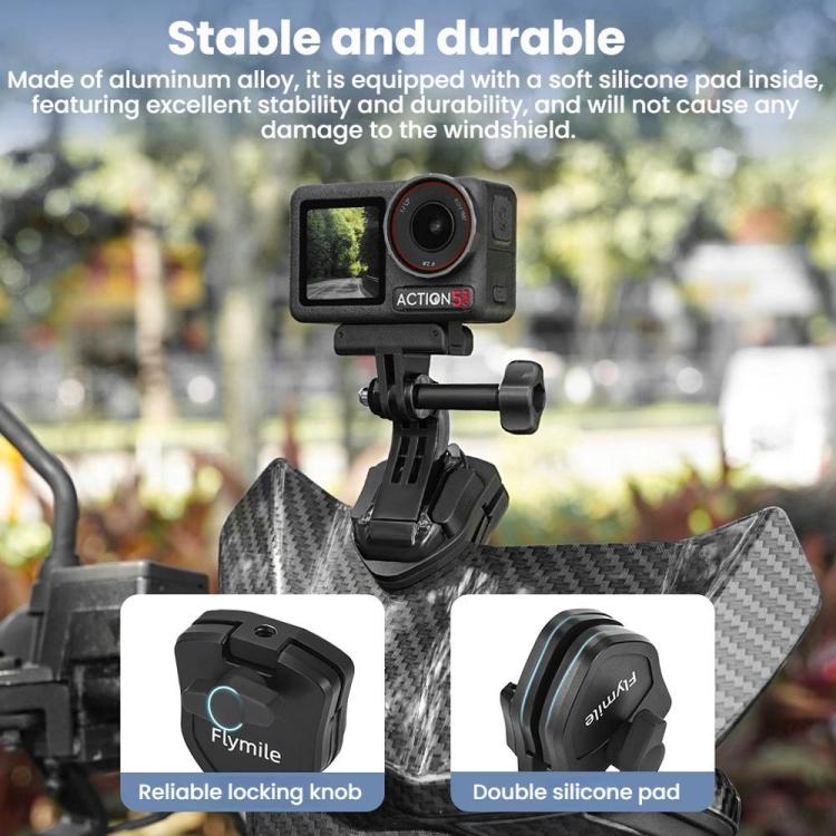 Soporte para cámara de acción Flymile para parabrisas de motocicleta para DJI Osmo Action 5 (ZZ10477) — imagen 8
