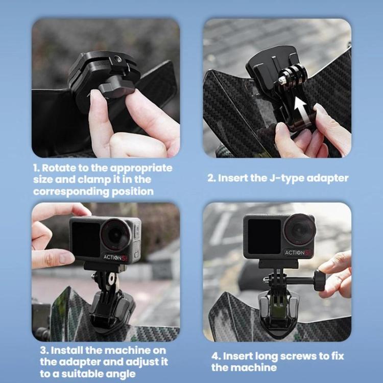 Soporte para cámara de acción Flymile para parabrisas de motocicleta para DJI Osmo Action 5 (ZZ10477) — imagen 9