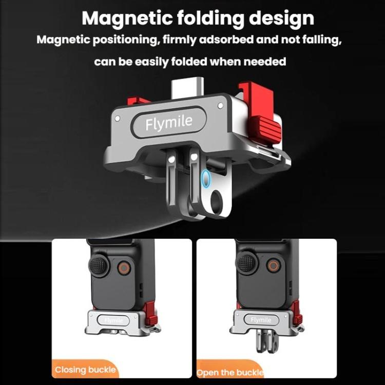 Adaptador de carga magnético de liberación rápida con rosca de 1/4" y dos puertos Flymile para DJI Osmo Pocket 3 (PO3037) —…