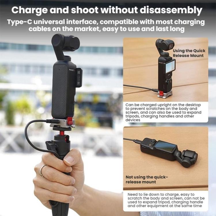 Adaptador de carga magnético de liberación rápida con rosca de 1/4" y dos puertos Flymile para DJI Osmo Pocket 3 (PO3037) —…