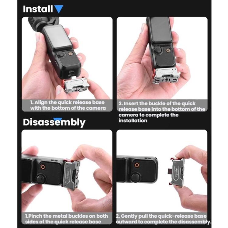 Adaptador de carga magnético de liberación rápida con rosca de 1/4" y dos puertos Flymile para DJI Osmo Pocket 3 (PO3037) —…
