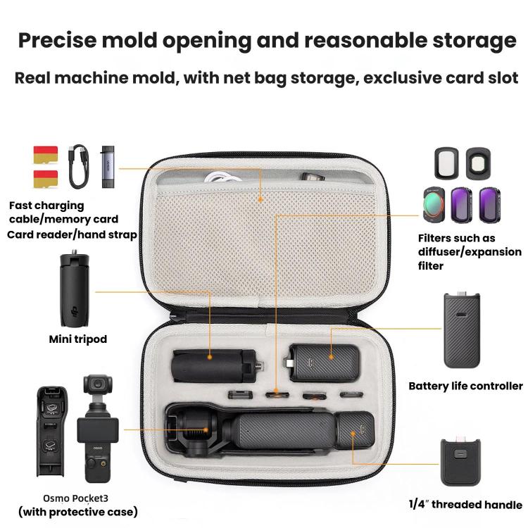 Bolsa de almacenamiento rígida de EVA Cwatcun D224, mediana, resistente a golpes y a la presión para DJI Osmo Pocket 3 (negr…