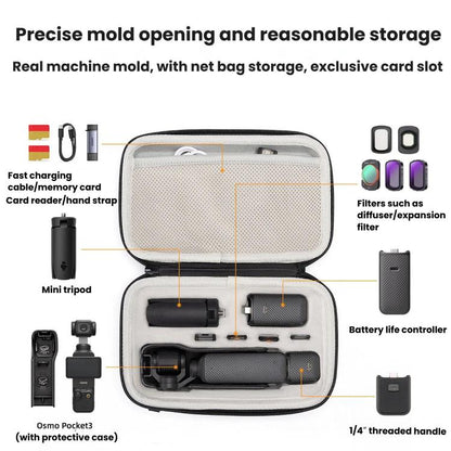 Bolsa de almacenamiento rígida de EVA Cwatcun D224, mediana, resistente a golpes y a la presión para DJI Osmo Pocket 3 (negr…
