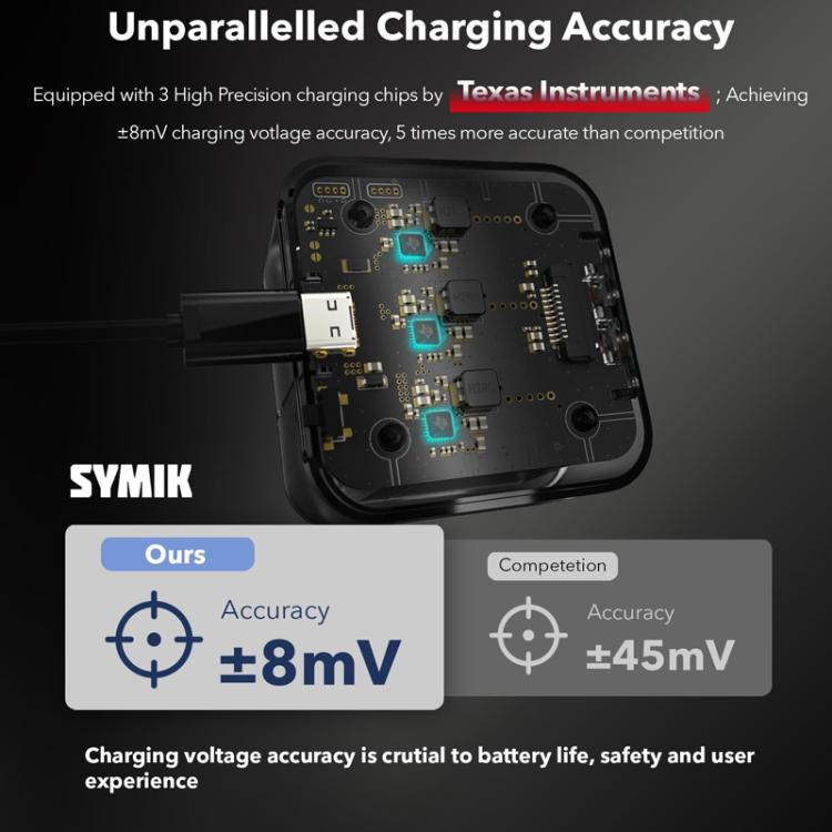Estuche de carga rápida SYMIK, cargador de batería de tres canales con pantalla OLED de 0,96 pulgadas para DJI Osmo Action 5…