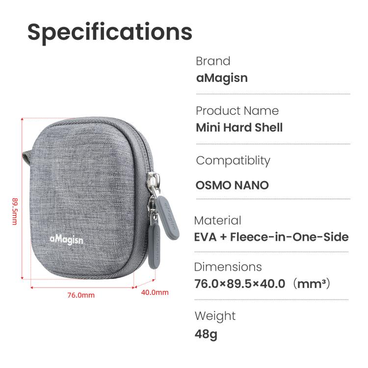 Estuche rígido aMagisn Mini para cámara Osmo Nano, funda protectora compacta con mosquetón (gris) para DJI Mini — imagen 10