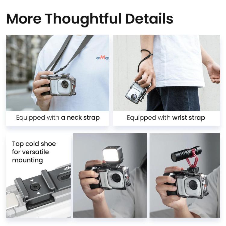 Kit de empuñadura metálica Universal aMagisn Xplorer para cámara Pro/4/3, Insta360 GO Ultra/Ace Pro 2/Ace, GoPro HERO13 Blac…