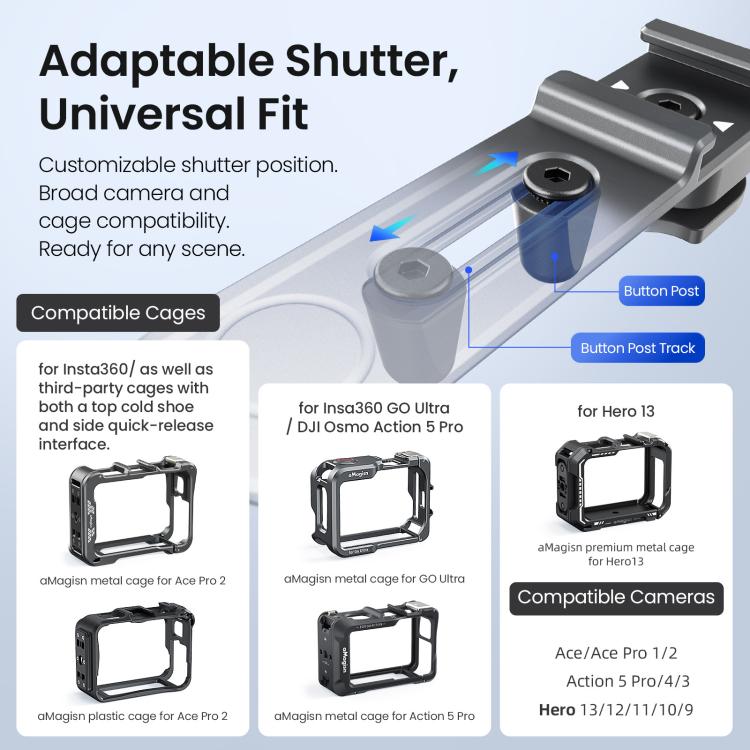 Kit de empuñadura metálica Universal aMagisn Xplorer para cámara Pro/4/3, Insta360 GO Ultra/Ace Pro 2/Ace, GoPro HERO13 Blac…
