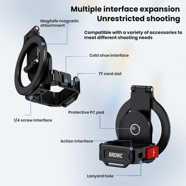 Soporte magnético expandible para teléfono BRDRC con zapata fría para DJI Osmo Pocket 3 (negro) — imagen 3