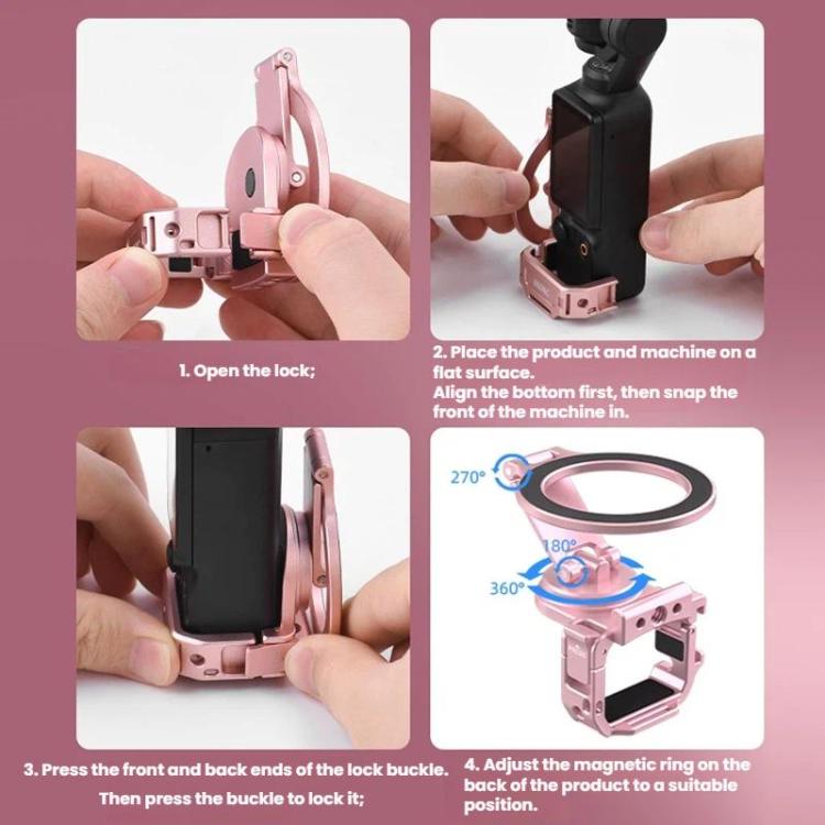 Soporte magnético expandible para teléfono BRDRC con zapata fría para DJI Osmo Pocket 3 (rosa) — imagen 14