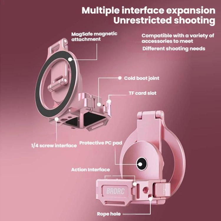 Soporte magnético expandible para teléfono BRDRC con zapata fría para DJI Osmo Pocket 3 (rosa) — imagen 3