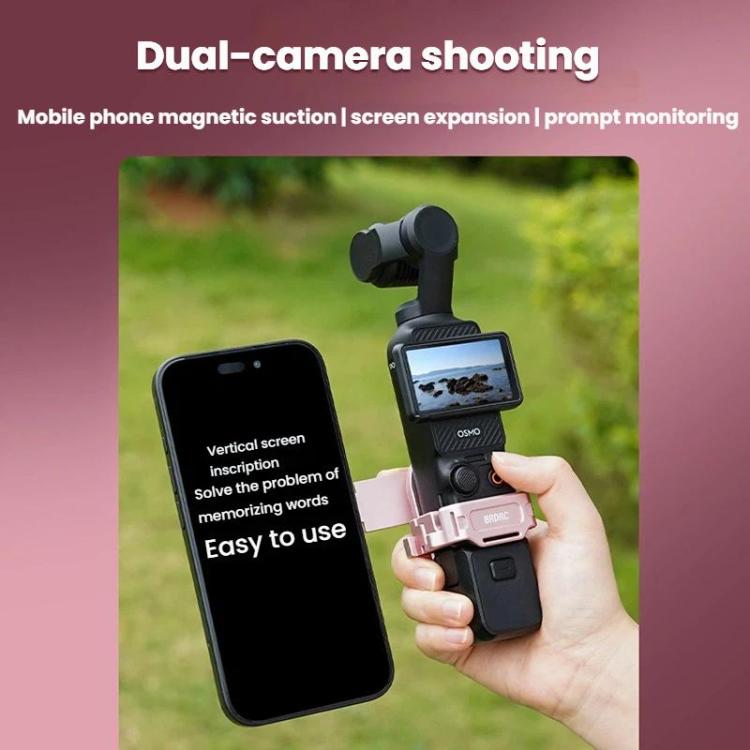 Soporte magnético expandible para teléfono BRDRC con zapata fría para DJI Osmo Pocket 3 (rosa) — imagen 4