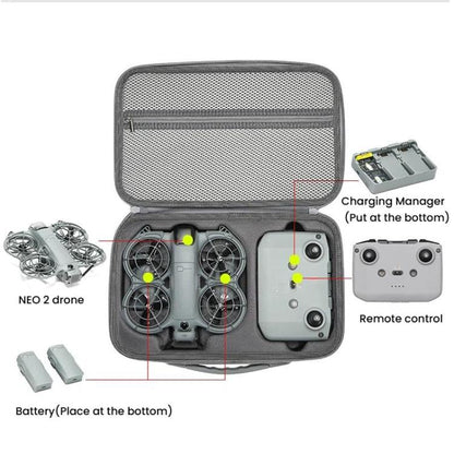 Estuche rígido de transporte, bolsa bandolera moldeada a medida para DJI Neo (negra) — imagen 4