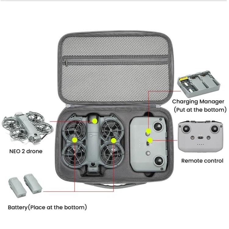 Estuche rígido de transporte, bolsa bandolera moldeada a medida para DJI Neo (gris) — imagen 4