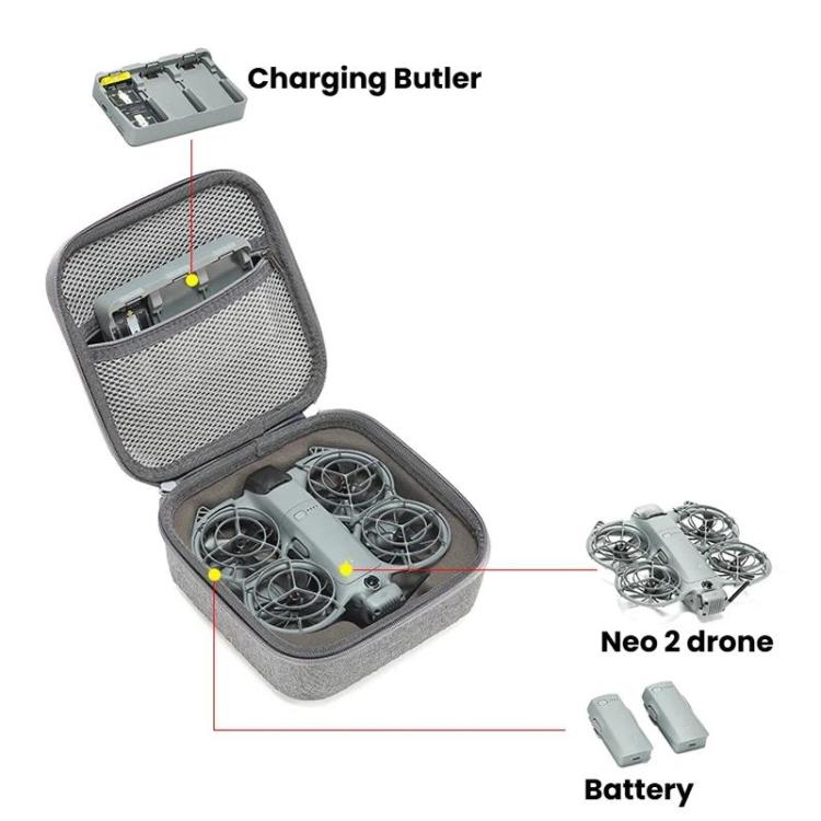 Estuche rígido compacto y portátil para dron 2 con clip metálico para DJI Neo (gris) — imagen 4