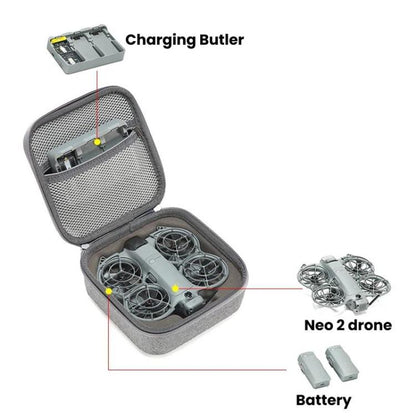Estuche rígido compacto y portátil para dron 2 con clip metálico para DJI Neo (gris) — imagen 4