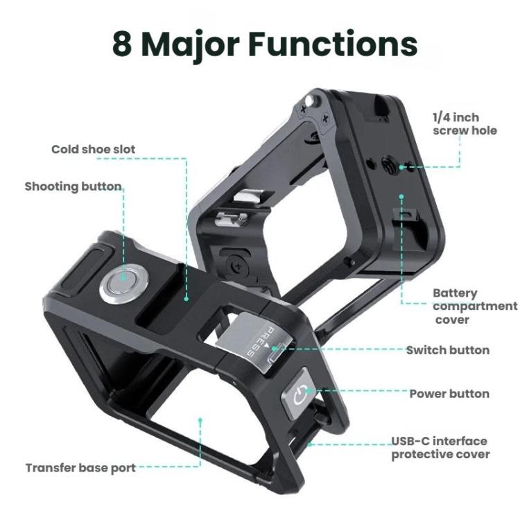 Jaula protectora de aluminio de doble apertura Joyshot para DJI Osmo Action 6 (negro) — imagen 4