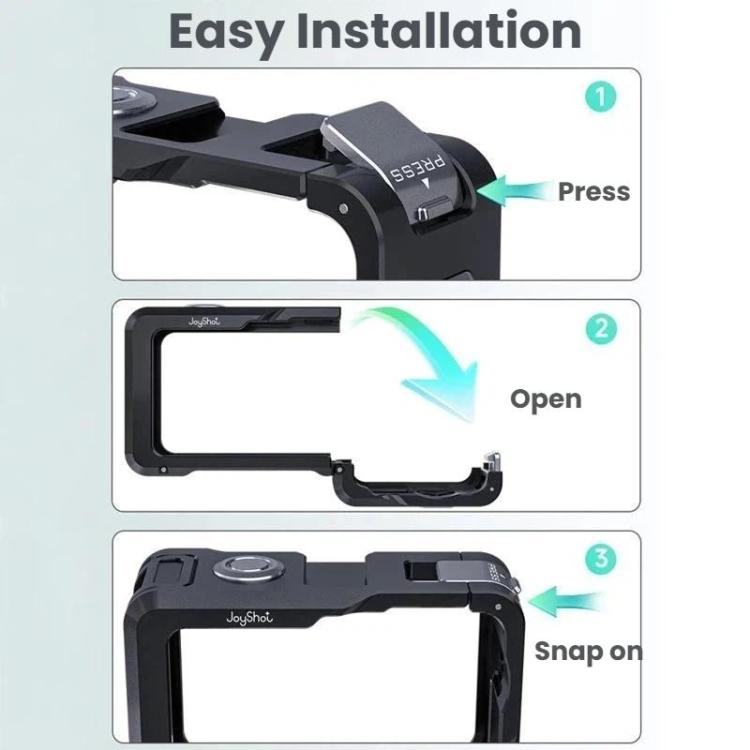 Jaula protectora de aluminio de doble apertura Joyshot para DJI Osmo Action 6 (negro) — imagen 8