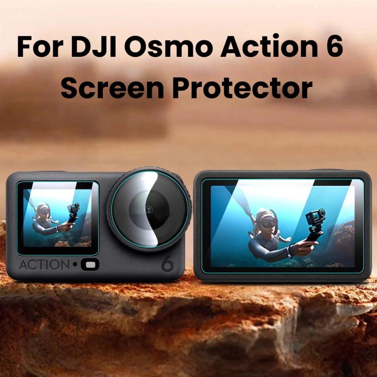 Kit de 2 protectores de pantalla de vidrio templado HD para lente transparente para DJI Osmo Action 6 — imagen 2