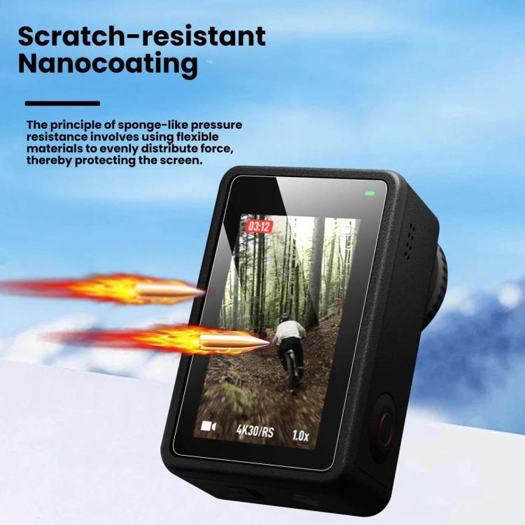 Kit de 2 protectores de pantalla de vidrio templado HD para lente transparente para DJI Osmo Action 6 — imagen 3