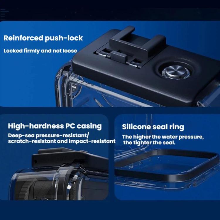 Carcasa impermeable, 70 m, IPX8, para buceo, con doble zapata fría para DJI Osmo Action 6 (transparente) — imagen 9