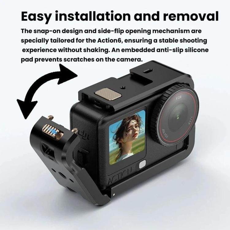 Jaula protectora expandible de aleación de aluminio para DJI Osmo Action 6 (negra) — imagen 4