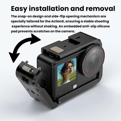 Jaula protectora expandible de aleación de aluminio para DJI Osmo Action 6 (negra) — imagen 4