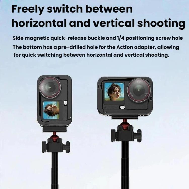 Jaula protectora expandible de aleación de aluminio para DJI Osmo Action 6 (negra) — imagen 7