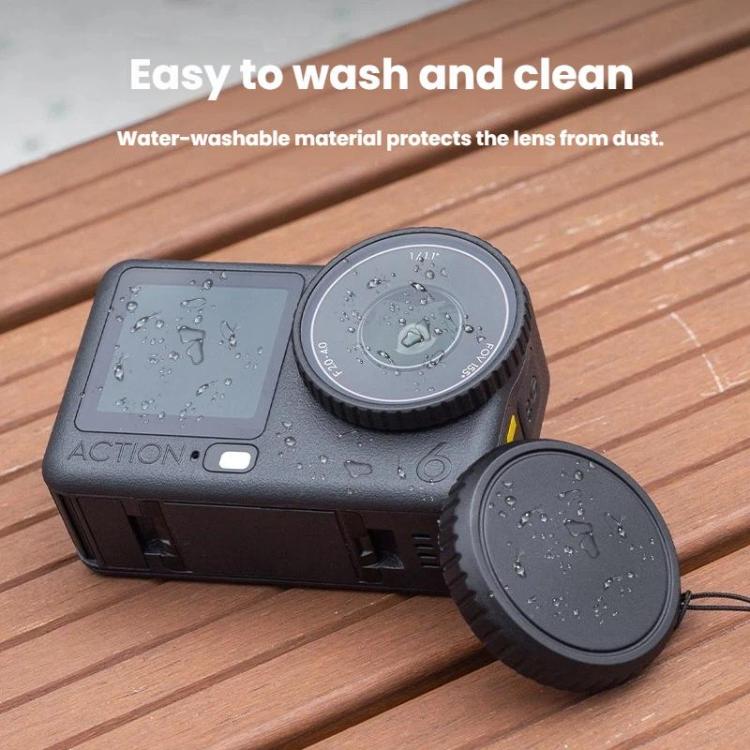 Tapa protectora de silicona resistente a arañazos para lente para DJI Osmo Action 6 (negra) — imagen 5