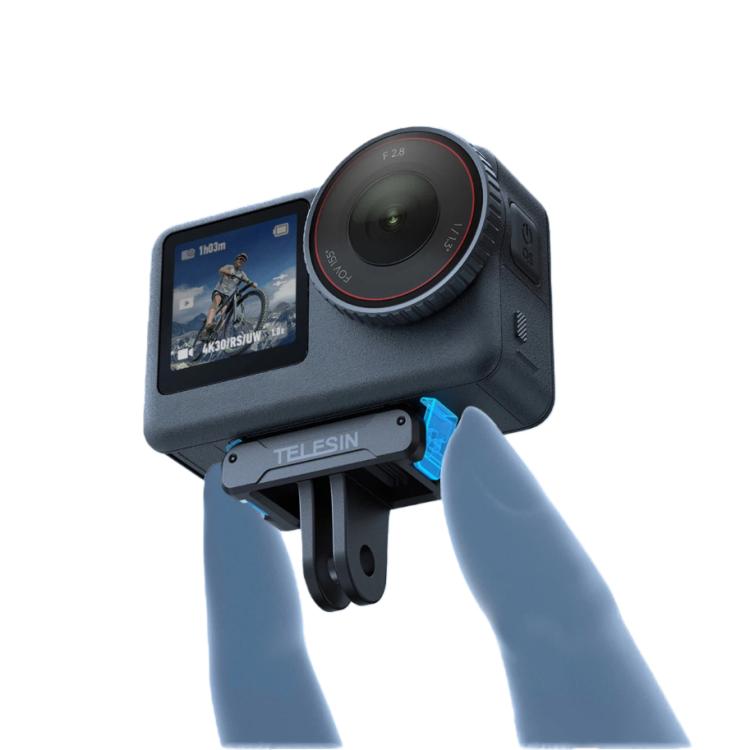 Soporte adaptador magnético de liberación rápida TELESIN con base de dos garras para DJI Osmo Action 6 (negro)