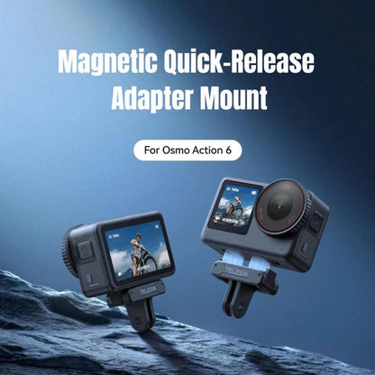 Soporte adaptador magnético de liberación rápida TELESIN con base de dos garras para DJI Osmo Action 6 (negro) — imagen 2