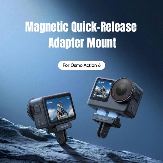 Soporte adaptador magnético de liberación rápida TELESIN con base de dos garras para DJI Osmo Action 6 (negro) — imagen 2