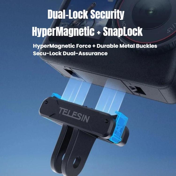 Soporte adaptador magnético de liberación rápida TELESIN con base de dos garras para DJI Osmo Action 6 (negro) — imagen 3