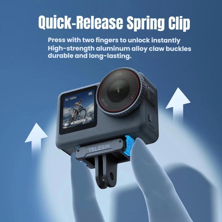 Soporte adaptador magnético de liberación rápida TELESIN con base de dos garras para DJI Osmo Action 6 (negro) — imagen 4