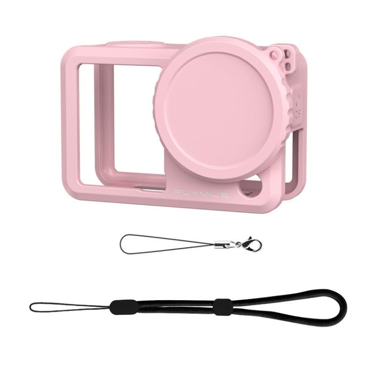 Funda de silicona antigolpes Flymile para objetivo de cámara de acción para DJI Osmo Action 6 (rosa)
