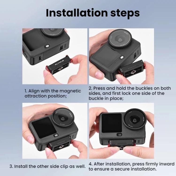 Base Adaptador de expansión de 1/4" con magnética de liberación rápida Flymile para DJI Osmo Action 6 (negro) — imagen 10