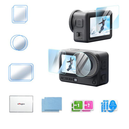 Protector de pantalla de vidrio templado aMagisn de dureza 9H para DJI Osmo Action 6 (paquete de 2)